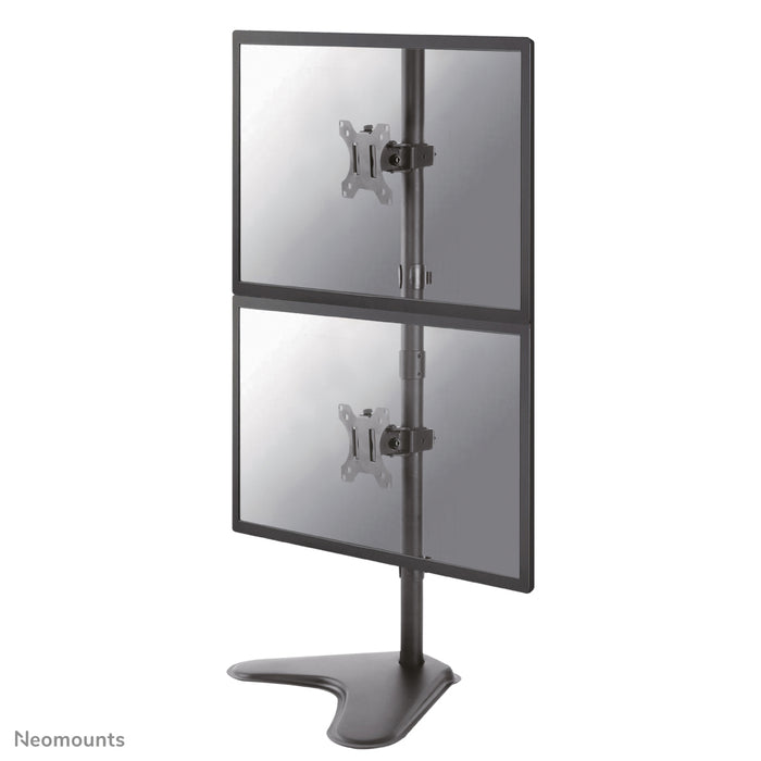 Neomounts FPMA-D550DDV zwart is een bureausteun voor 2 flat screens t/m 32 inch.