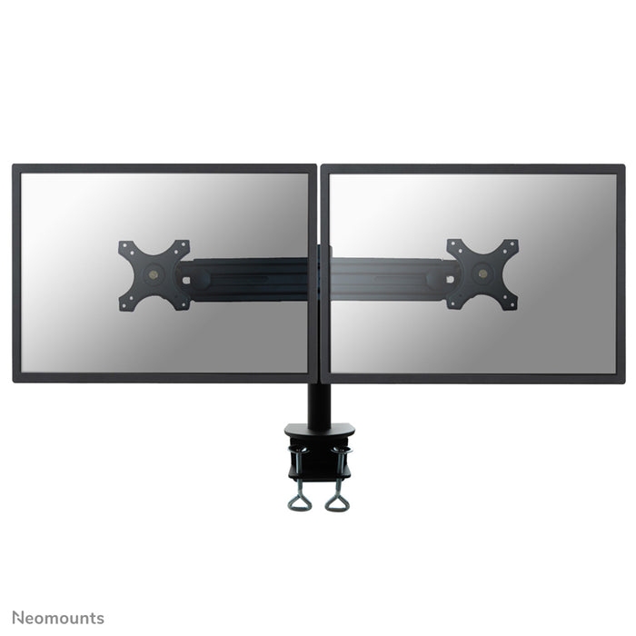 Neomounts FPMA-D700D is een bureausteun voor 2 flat screens t/m 30 inch (76 cm).