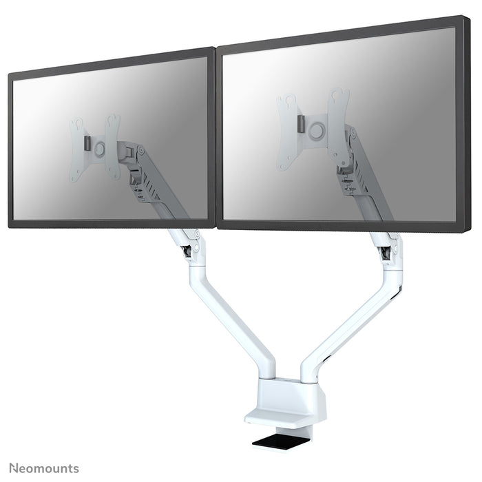 Neomounts FPMA-D750D wit is een bureausteun met gasveer voor flat screens t/m 32 inch (81 cm).
