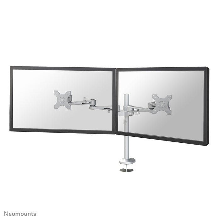 Neomounts FPMA-D935DG is een bureausteun voor 2 flat screens t/m 27 inch (69 cm).