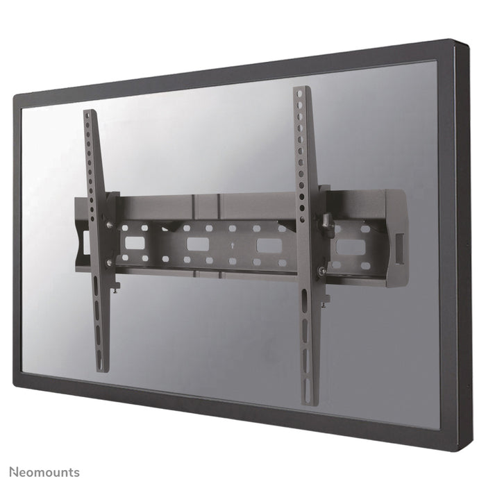 Neomounts LFD-W2640MP is een kantelbare wandsteun voor flat screens t/m 75 inch en biedt de mogelijkheid om een mediaplayer of mini PC achter het scherm te plaatsen.