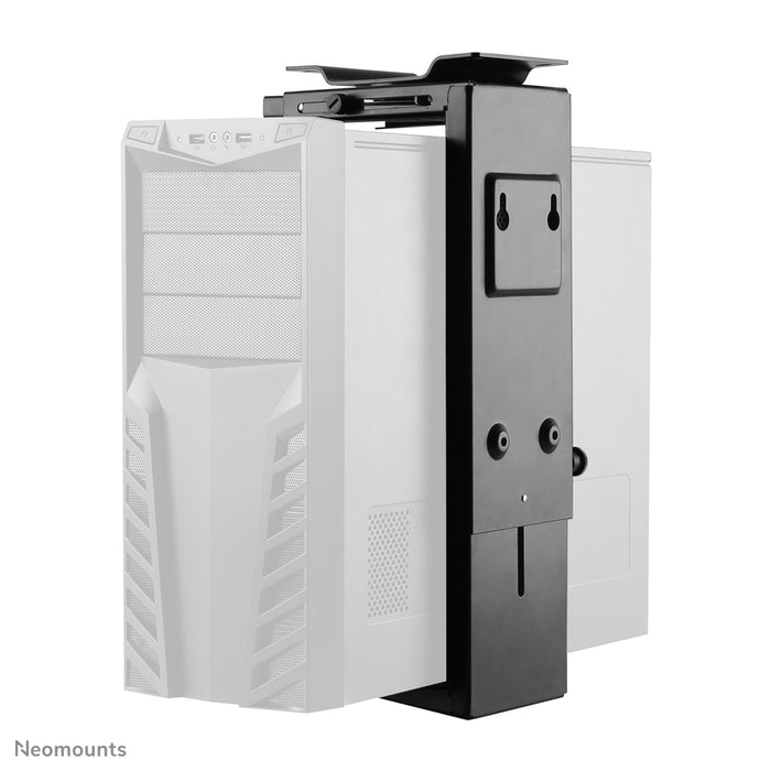 Neomounts NM-CPU100 zwart is een steun waarmee u een PC of thin client aan het bureau bevestigt.