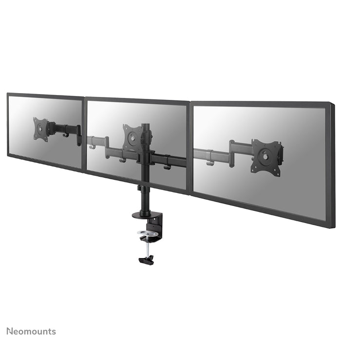 Neomounts NM-D135D3 zwart is een bureausteun voor 3 flat screens t/m 27 inch (69 cm).