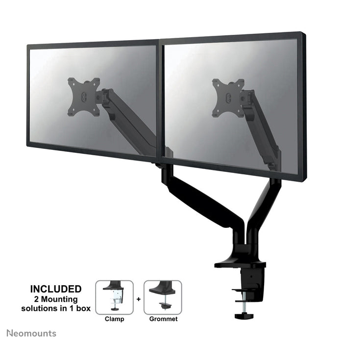 Neomounts NM-D750D zwart is een bureausteun met gasveer voor flat screens t/m 32 inch (82 cm).