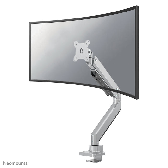 Neomounts NM-D775 zilverPLUS is een gasgeveerde bureausteun voor curved monitors t/m 49 inch (124 cm) - Zilver