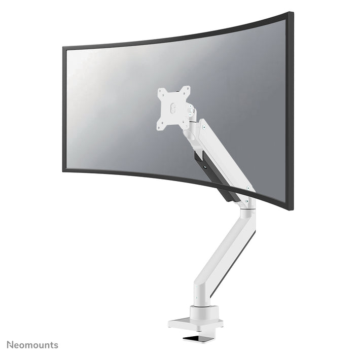Neomounts NM-D775 witPLUS is een gasgeveerde bureausteun voor curved monitors t/m 49 inch (124 cm) - Wit