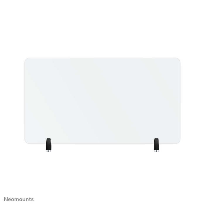 Neomounts NS-GLSPROTECT120 is een duurzaam glazen scherm van 120 cm dat afstandsbescherming biedt op de werkvloer - Gehard, transparant glas, 100% recyclebaar