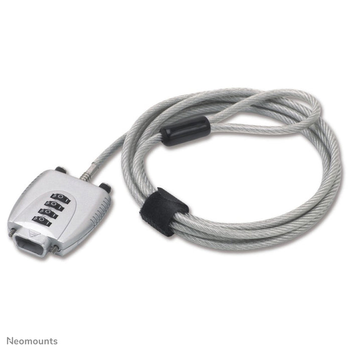 Neomounts NSVGALOCK is een 2 meter beveiligingskabel met cijferslot. Ideaal om uw notebook, PC, Beamer of TFT-LCD scherm te beveiligen.