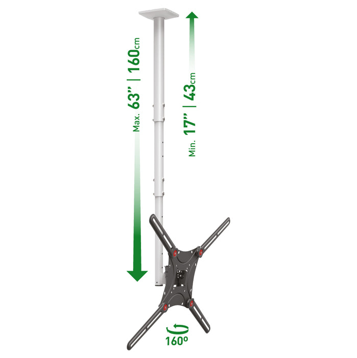 Barkan Mounts Lange telescoop plafondbeugel tot 75 inch |VESA 400x400 |Universeel |Kleur wit