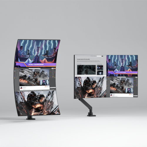 Bras de moniteur super lourd avec vérin à gaz et ports USB-A et USB-C - Max 57 pouces