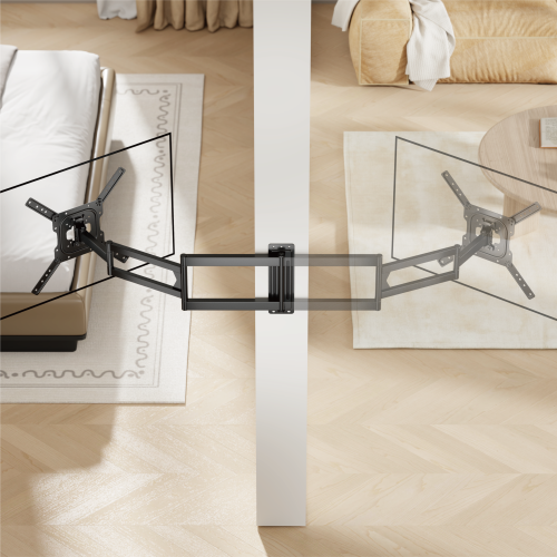 Wolff Mount extra lange muurbeugel voor Samsung tot 65 inch – voorbeeld van het draaibereik