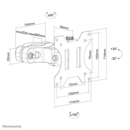 Neomounts TV-paalsteun max 60mm
