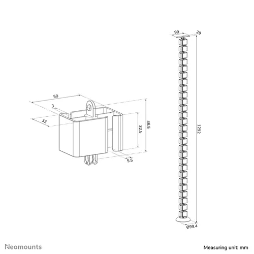 Neomounts ADS06-130WH Guide-câbles à fixation par vis – blanc