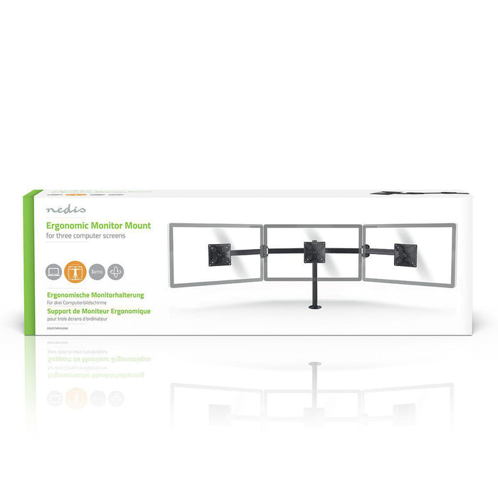 Ergonomische Monitorbeugel | Drie Monitor-Armen | Draai- en Kantelbaar | Zwart