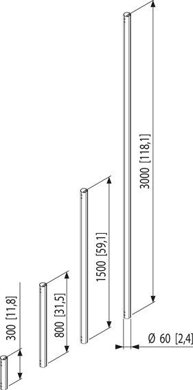 Vogel's plafondbuis 150 cm zilver