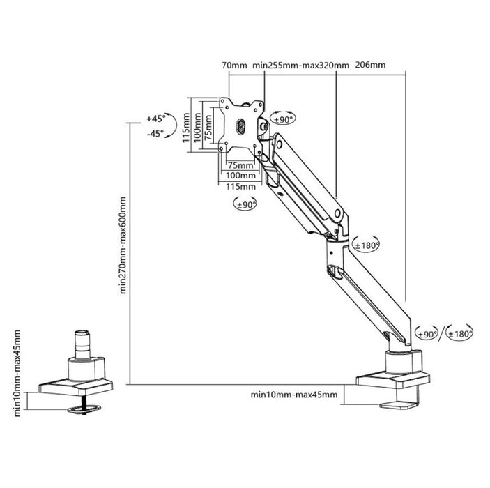 Neomounts bureausteun voor curved-monitoren t/m 49"