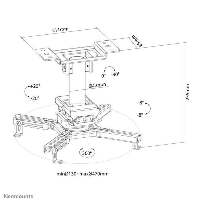 Neomounts CL25-530BL1 universele projector plafondsteun - Zwart
