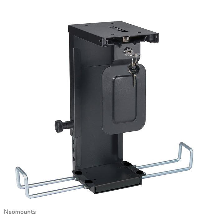 Neomounts CPU-D075 zwart/LK is een steun waarmee u een PC aan het bureau bevestigt. Incl. slot.