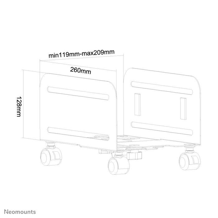 Neomounts CPU-M100 zwart is een verrijdbare steun voor uw PC.