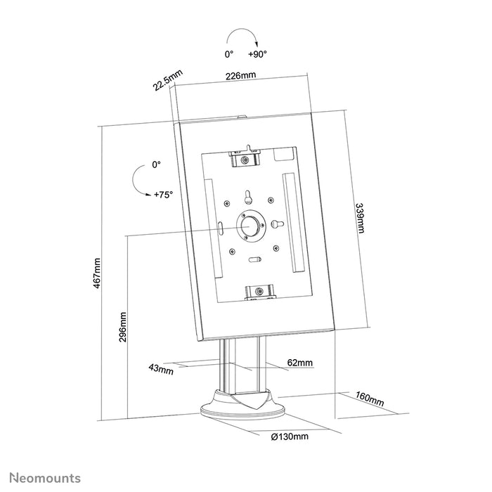 Neomounts DS15-640WH1 roteerbare tafelblad tablethouder voor 9,7-11 inch tablets - Wit
