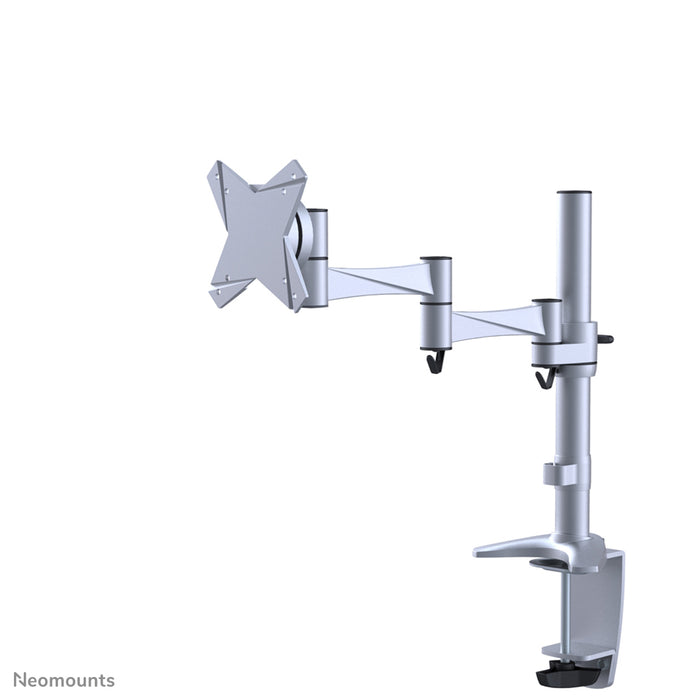 Neomounts FPMA-D1330 zilver is een bureausteun met 3 draaipunten voor flat screens t/m 30 inch (76 cm).