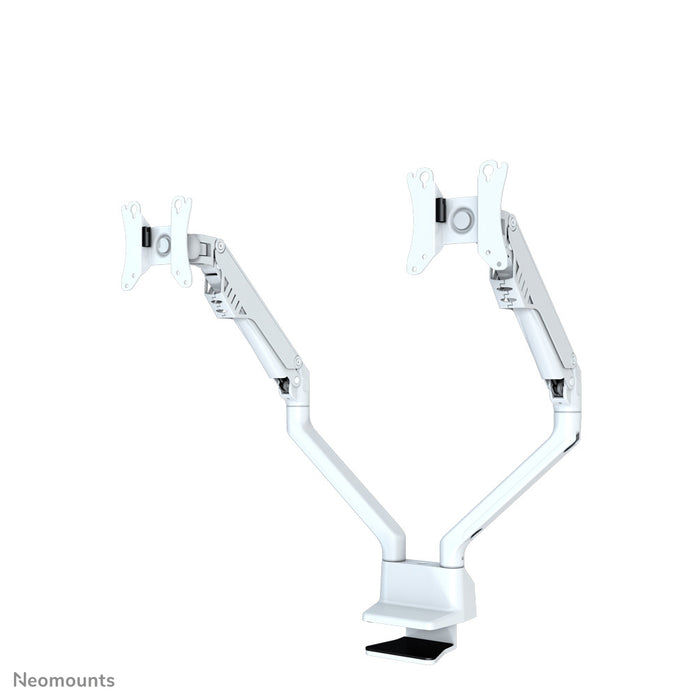 Neomounts FPMA-D750D wit is een bureausteun met gasveer voor flat screens t/m 32 inch (81 cm).