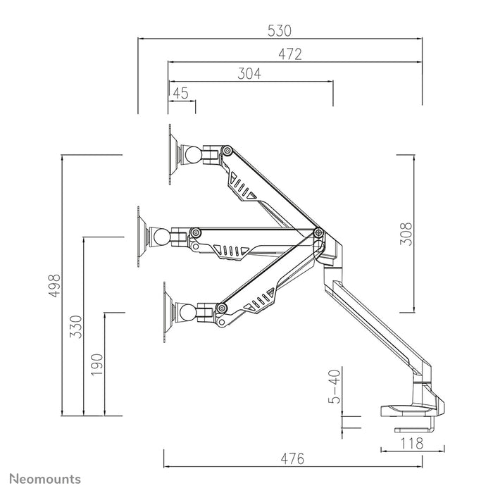 Neomounts FPMA-D750 zilver is een bureausteun met gasveer voor flat screens t/m 32 inch (81 cm).
