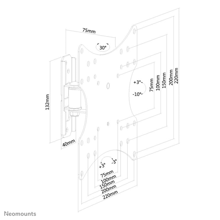 Neomounts FPMA-W115 zwart is een kantel- en zwenkbare wandsteun voor flat screens t/m 40 inch (102 cm).
