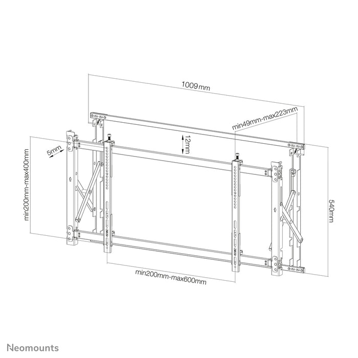 Neomounts LED-VW1750 zwart is een vlakke video wall wandsteun voor schermen t/m 55 inch (140 cm).