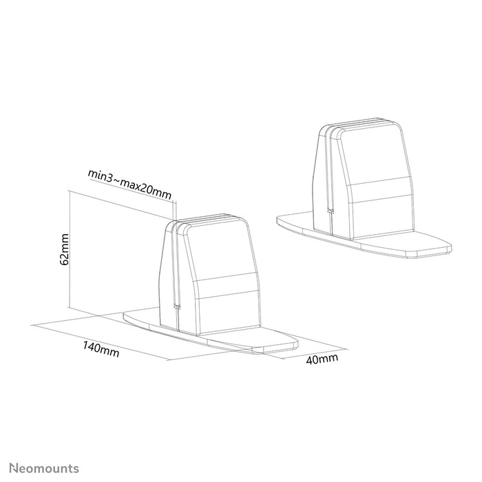 Neomounts bureauklemmen set met tafelvoet - Zwart
