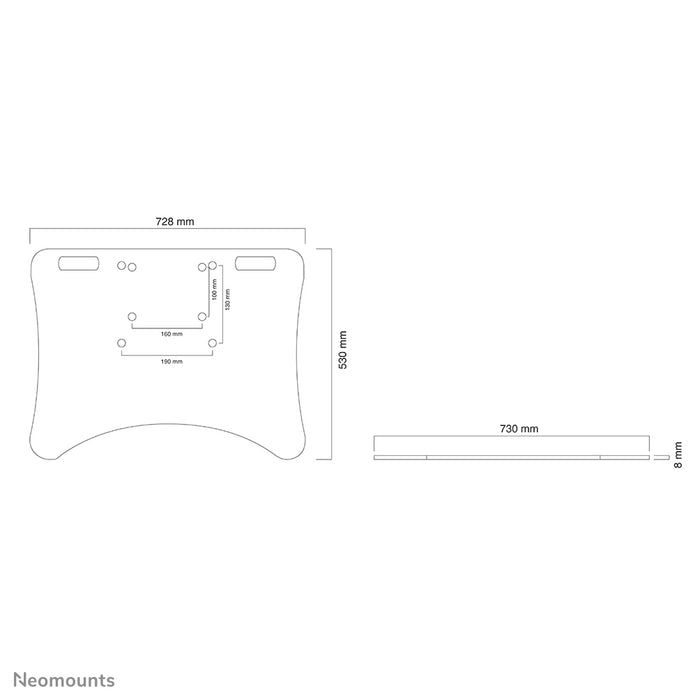 Neomounts PLASMA-M2500FPLATE is een vloerplaat voor de 2250 en 2500-serie elektrisch in hoogte verstelbare trolley en vloerstandaard.