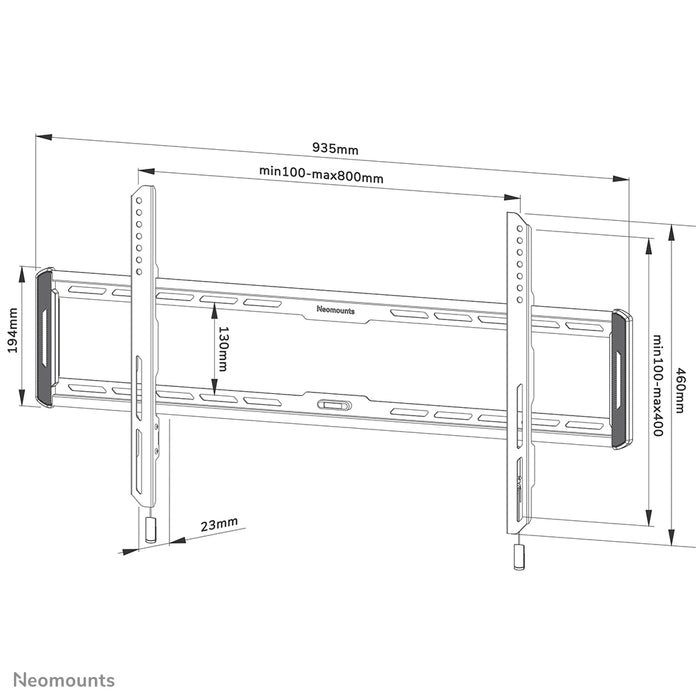 Neomounts WL30-550BL18 vlakke wandsteun voor 43-86 inch schermen - Zwart