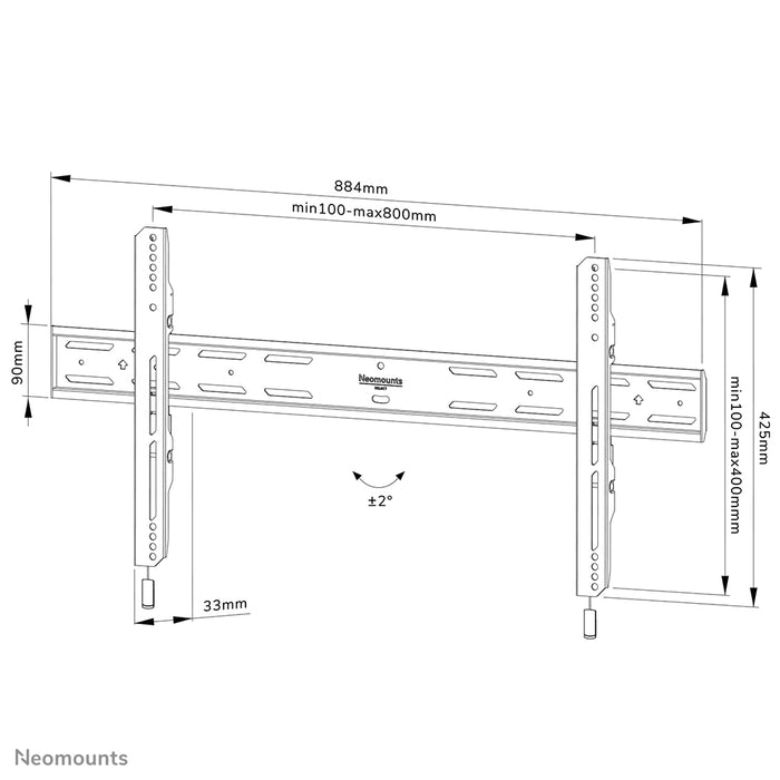 Neomounts WL30S-850BL18 vlakke wandsteun voor 43-86 inch schermen - Zwart