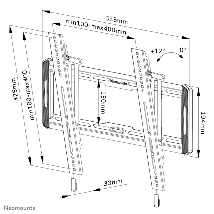 Neomounts WL35-550BL14 kantelbare wandsteun voor 32-65 inch schermen - Zwart