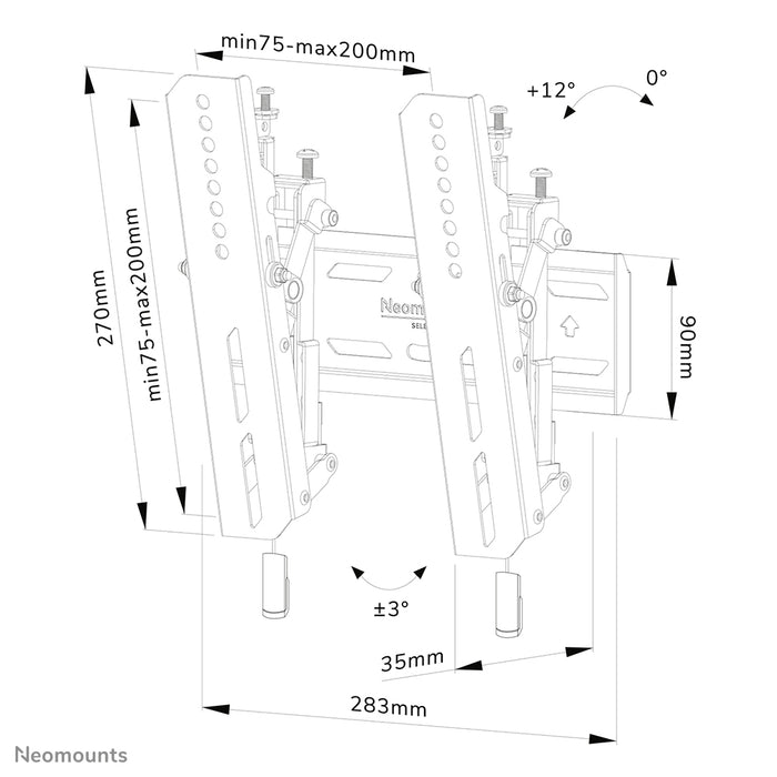 Neomounts WL35S-850BL12 kantelbare wandsteun voor 24-55 inch schermen - Zwart