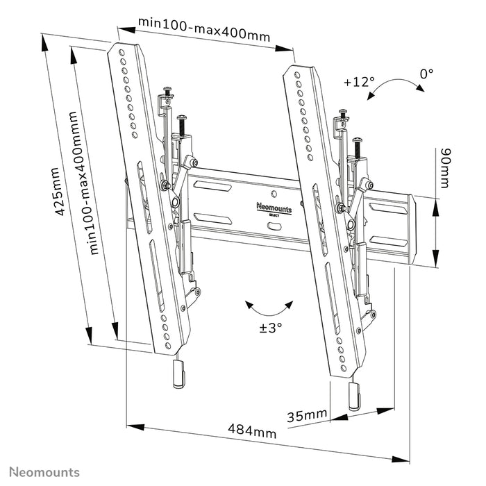 Neomounts WL35S-850BL14 kantelbare wandsteun voor 32-65 inch schermen - Zwart