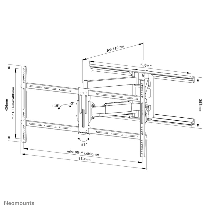 Neomounts WL40-550BL18 full motion wandsteun voor 43-75 inch schermen - Zwart