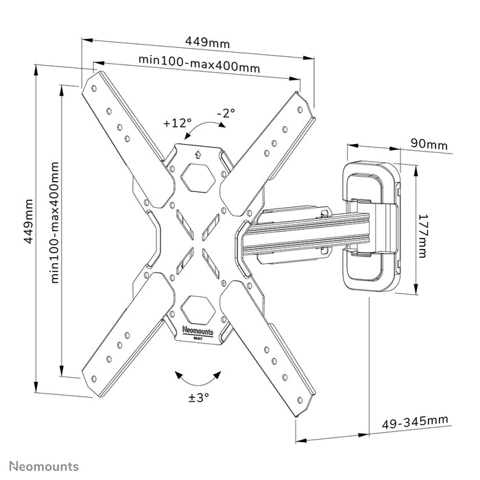 Neomounts WL40S-840BL14 full motion wandsteun voor 32-65 inch schermen - Zwart