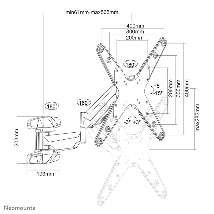 Neomounts WL70-550BL14 full motion wandsteun voor 32-55 inch schermen - Zwart