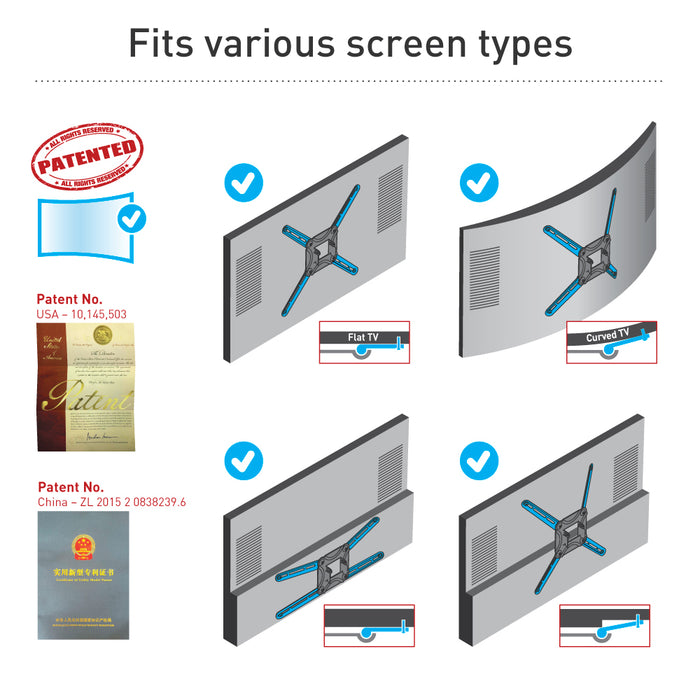 Barkan Mounts Full Motion Televisie standaard tot 57 inch |Universeel |VESA 400x400
