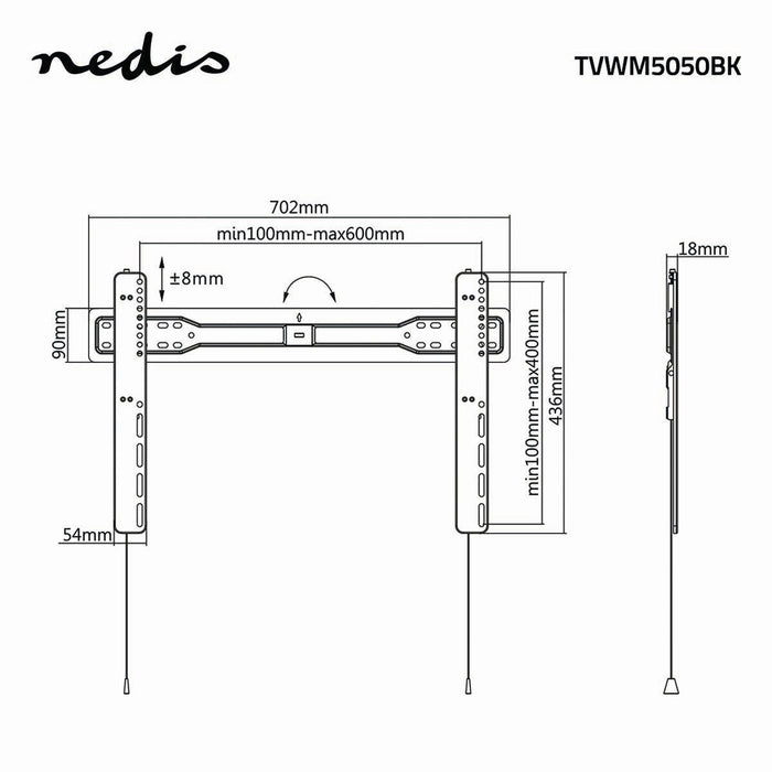 Vaste TV Muurbeugel | 37 - 70" | Max. 35 kg | 18 mm Afstand tot de Muur
