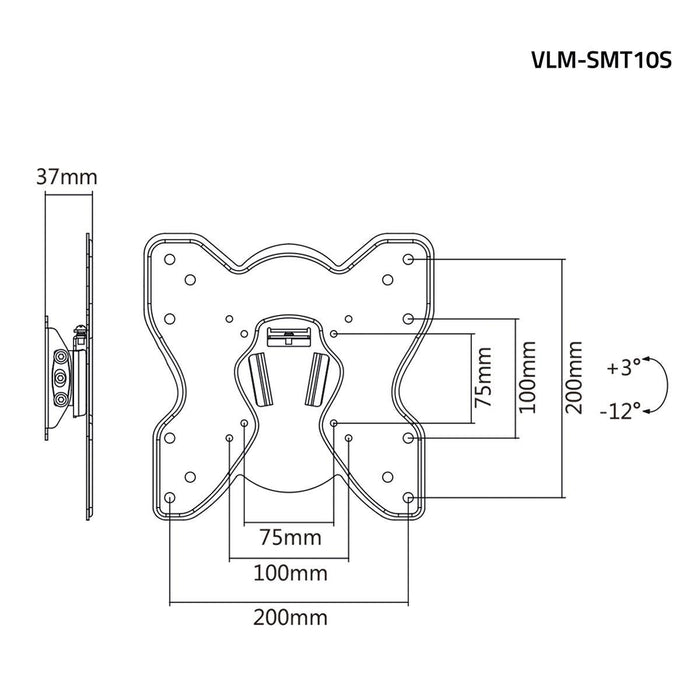 OP=OP Strakke kantelbare muurbeugel met VESA 200x200 schermen tot 42"