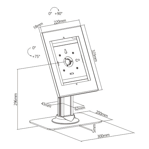 Wolff Mount TVB-138 Tablet Desk Standaard – Anti-diefstal kiosk voor iPad en Samsung tablets