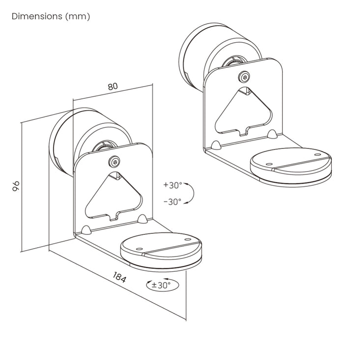 Wolff Mount Muurbeugels voor Sonos Era 100 & Era 300 – Duo-Pack Zwart