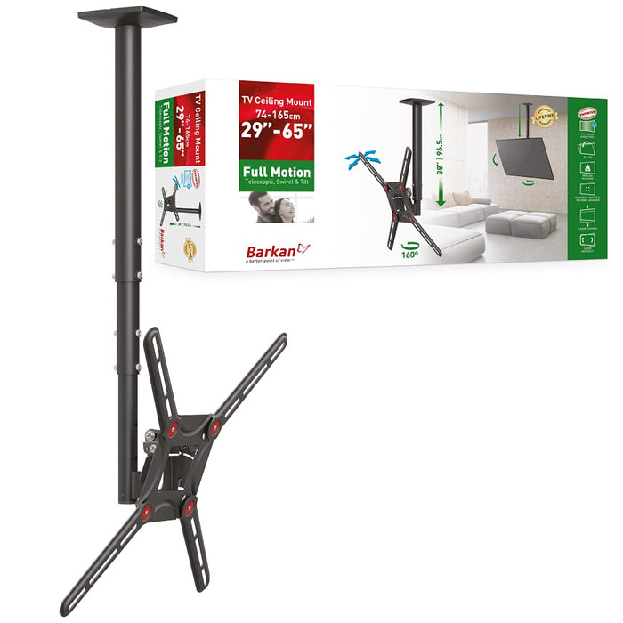 Barkan Mounts Zwarte Plafondbeugel 29 - 65 inch |Hoogste verstelbaar |Draai- en kantelbaar |VESA 400x400