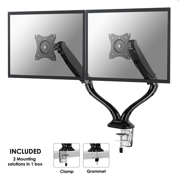 Neomounts NM-D500Dblack Bureausteun twee schermen