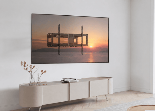 Wolff Mount Heavy Duty muurbeugel voor Samsung 60–120 inch – montagevoorbeeld met televisie
