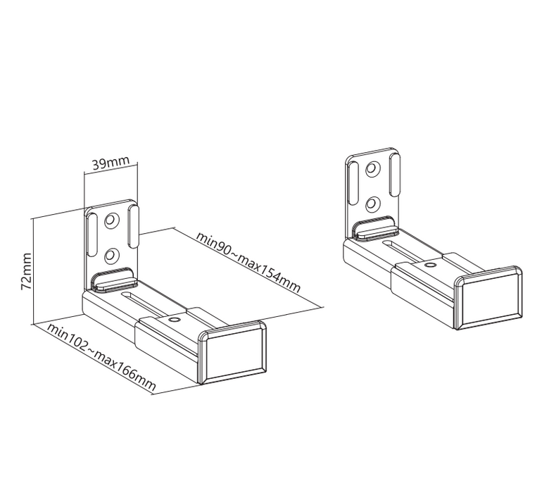 Wolff Mount Universele soundbar beugels |Muurmontage |Verstelbaar